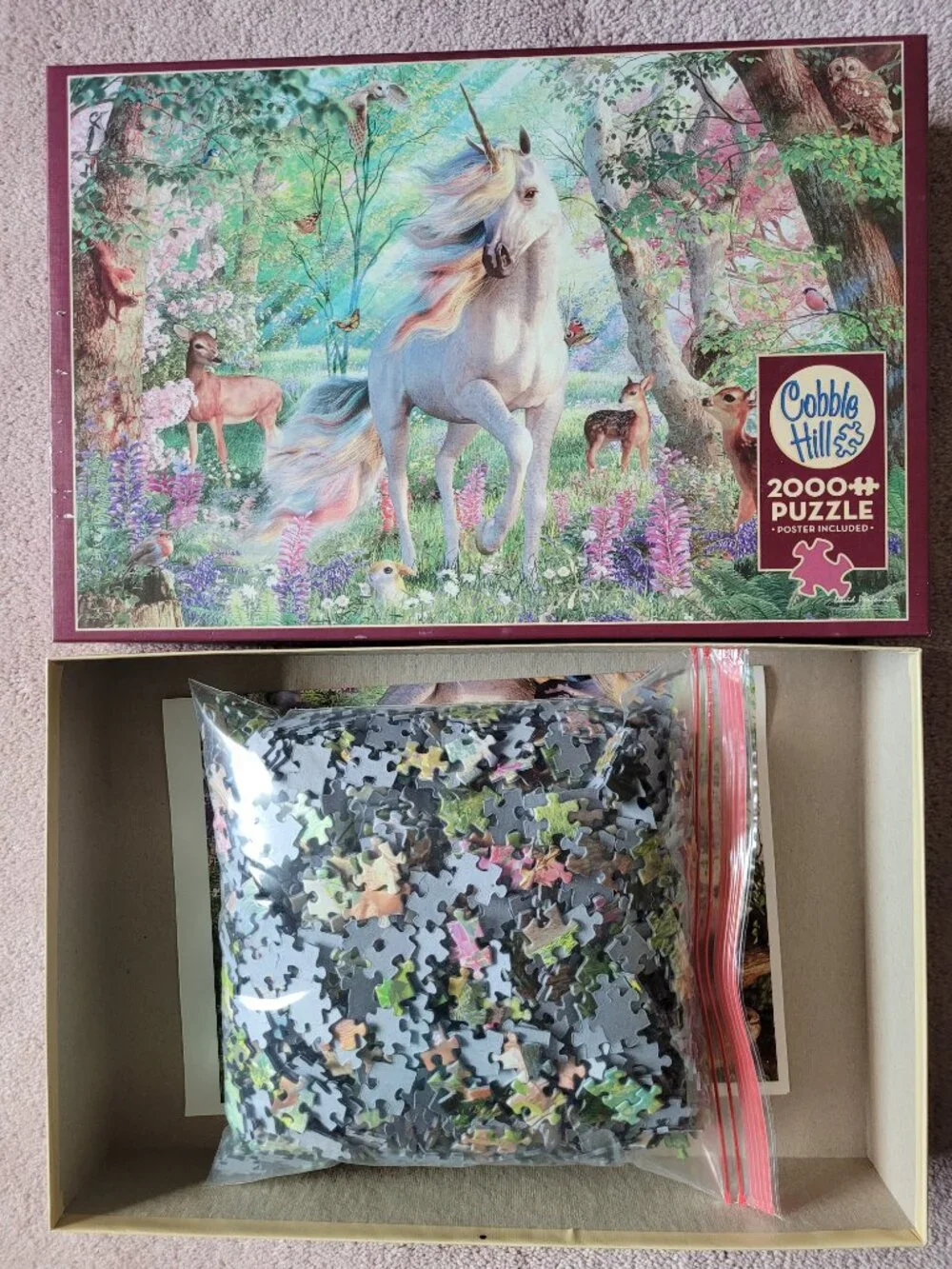 Cobble Hill 2000 Piece Random Cut Puzzle Unicorn and Friends By David Penfound